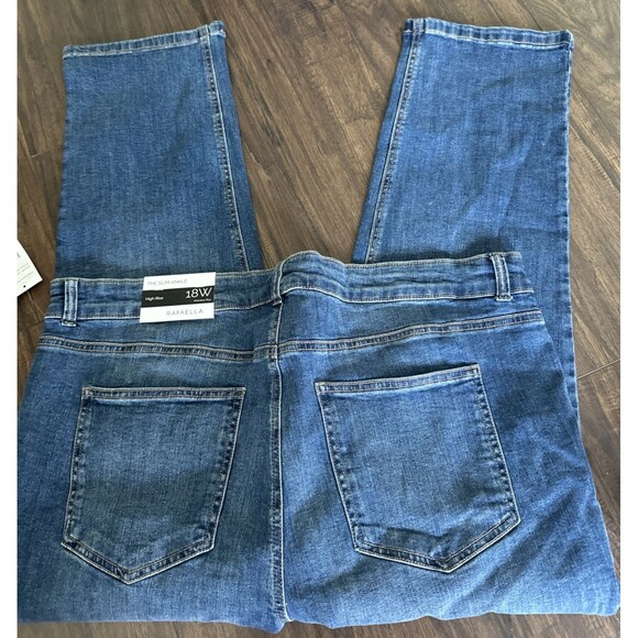 Rafaella Women's Plus Size Modern Fit Straight Leg Slim Ankle Jeans Blue 18W - Picture 6 of 7